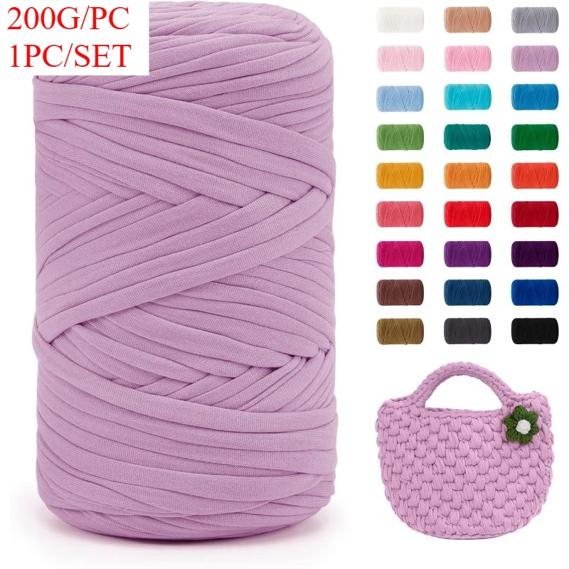 200 جرام 1 قطعة لتقوم بها بنفسك البوليستر تي شيرت خيط الحياكة الخيط لحقيبة كروشيه شوز بطانية خيط قماش مرن الغزل