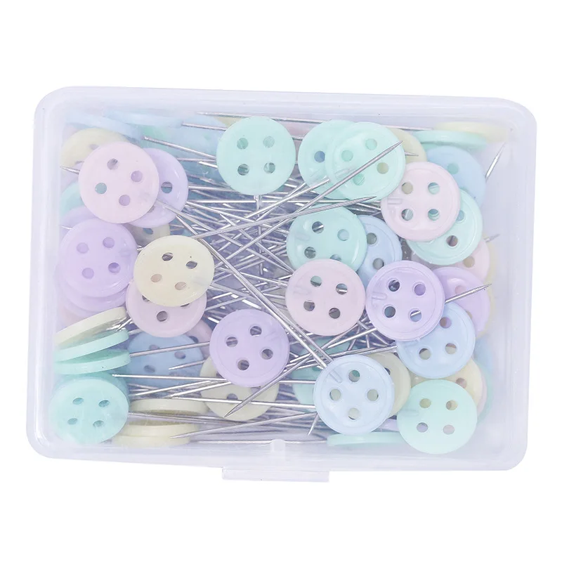 "100/50 قطعة دبابيس رأس مسطحة للخياطة لزر رؤوس رؤوس ملوّنة دبابيس اللحف دبابيس منزلية Alfileres De Colores "